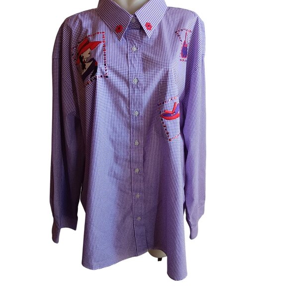 XXL Vintage 1990s Womens Sequin Top NEW P.G.B. Purple Checker Blouse Shirt XXL - Picture 2 of 6